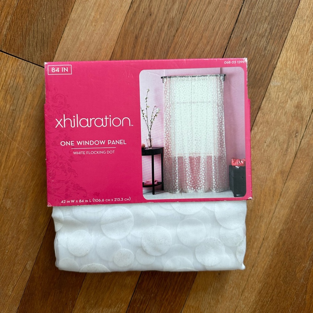 Brand new white curtain polka dots